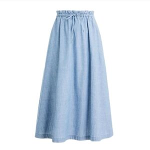 J CREW Chambray Paper Bag Midi Skirt Medium